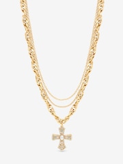Mood Silver Gold Plated Multi Layered Cross Necklace - Image 3 of 3