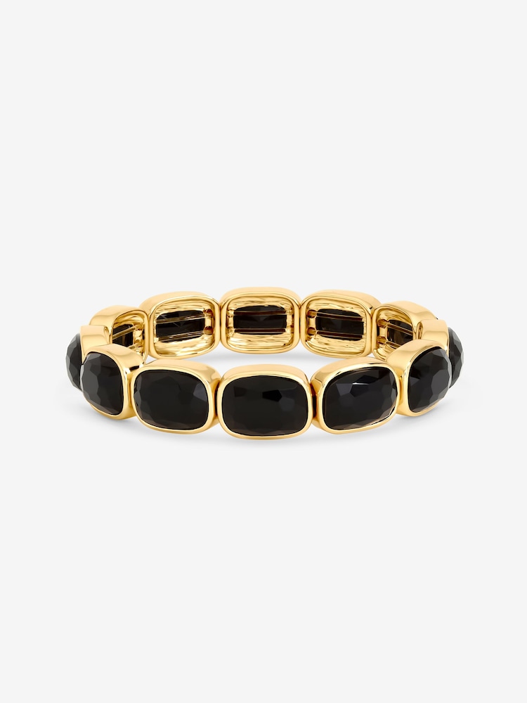 Mood Gold Tone Jet Stretch Bracelet - Image 2 of 2 Mood Gold Tone Jet Stretch Bracelet - Image 2 of 2
