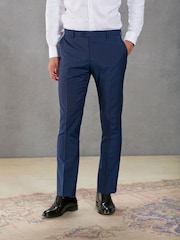 Bright Blue Slim Signature Tollegno Wool Suit: Trousers - Image 1 of 6