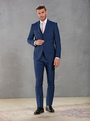Bright Blue Slim Signature Tollegno Wool Suit: Trousers - Image 3 of 6