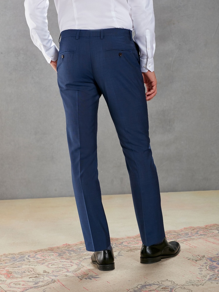 Bright Blue Slim Signature Tollegno Wool Suit: Trousers - Image 5 of 6