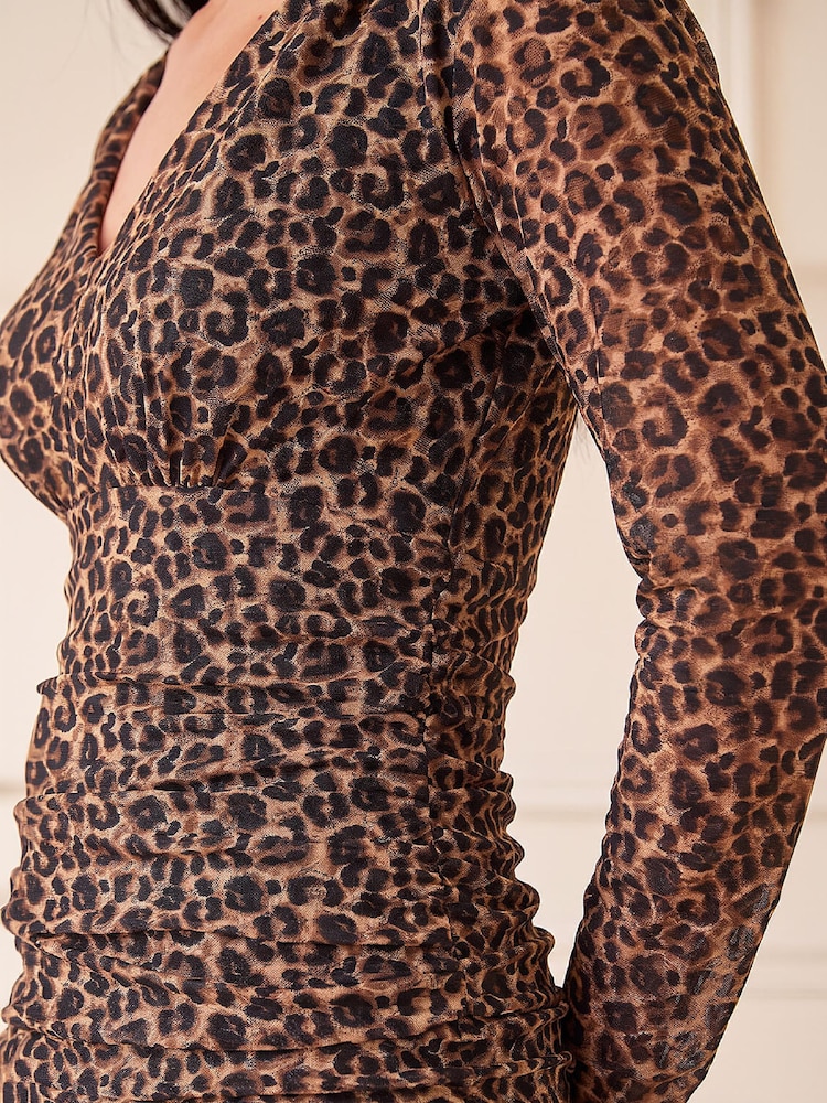 Roman Natural Animal Ruched Top - Image 4 of 4 Roman Natural Animal Ruched Top - Image 4 of 4