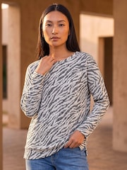 Roman Black Animal Banded Hem Top - Image 1 of 4