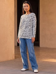 Roman Black Animal Banded Hem Top - Image 2 of 4