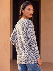 Roman Black Animal Banded Hem Top - Image 3 of 4