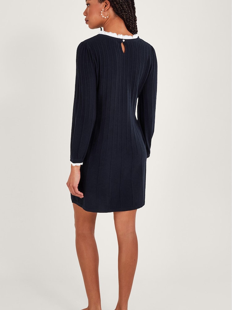 Monsoon Blue Lace Trim Swing Dress - Image 2 of 5