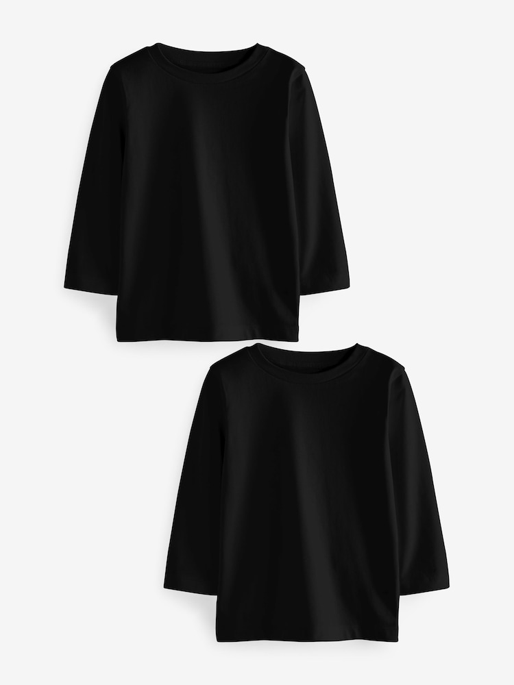 Black 2 Pack Long Sleeve T-Shirts 2 Pack (3mths-7yrs) - Image 1 of 4