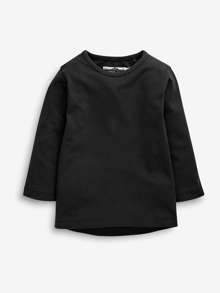 Black 2 Pack Long Sleeve T-Shirts 2 Pack (3mths-7yrs) - Image 2 of 4