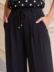 Roman Black Skinny Tie Wide Leg Trousers - Image 4 of 4