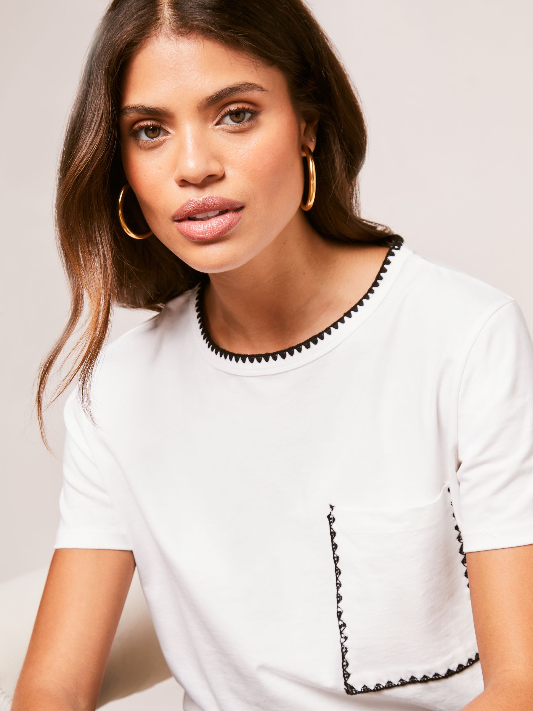 Buy Lipsy White Relaxed Blanket Stitch Round Neck T-Shirt from the Next ...