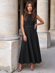 Roman Black Belted Fit and Flare Dress - Image 2 of 4