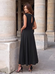Roman Black Belted Fit and Flare Dress - Image 3 of 4