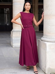 Roman Red Belted Fit and Flare Dress - Image 2 of 4