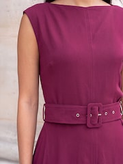 Roman Red Belted Fit and Flare Dress - Image 4 of 4