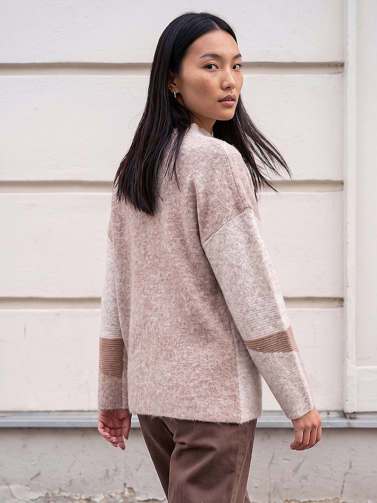 Roman Natural Colour Block Kint Jumper - Image 2 of 4 Roman Natural Colour Block Kint Jumper - Image 2 of 4