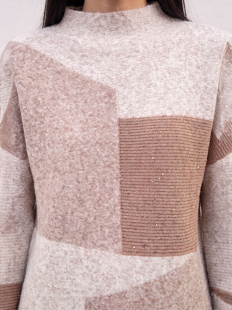 Roman Natural Colour Block Kint Jumper - Image 4 of 4 Roman Natural Colour Block Kint Jumper - Image 4 of 4