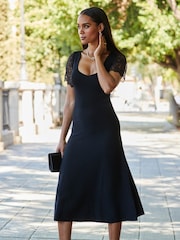 Sosandar Black Lace Sleeve Dress - Image 4 of 5