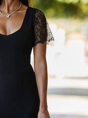 Sosandar Black Lace Sleeve Dress - Image 5 of 5