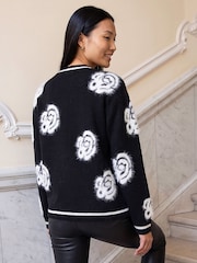 Roman Black Fluffy Floral Jumper - Image 2 of 4