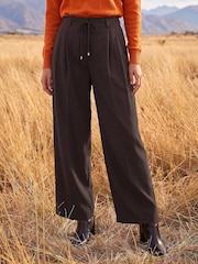 Roman Brown Skinny Tie Wide Leg Trousers - Image 1 of 4