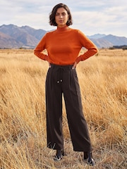 Roman Brown Skinny Tie Wide Leg Trousers - Image 2 of 4