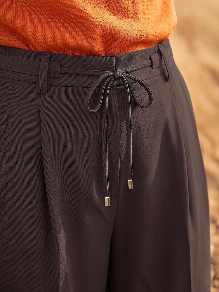 Roman Brown Skinny Tie Wide Leg Trousers - Image 4 of 4 Roman Brown Skinny Tie Wide Leg Trousers - Image 4 of 4