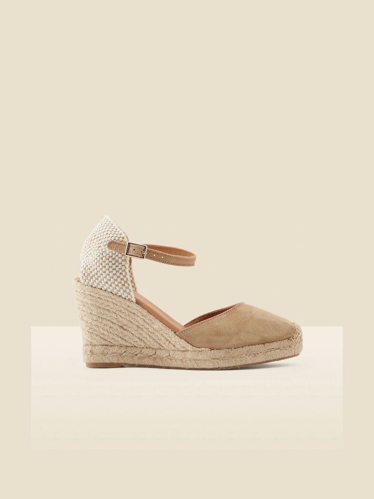 Sosandar Natural Closed Toe Espadrille With Ankle Strap - Image 2 of 2