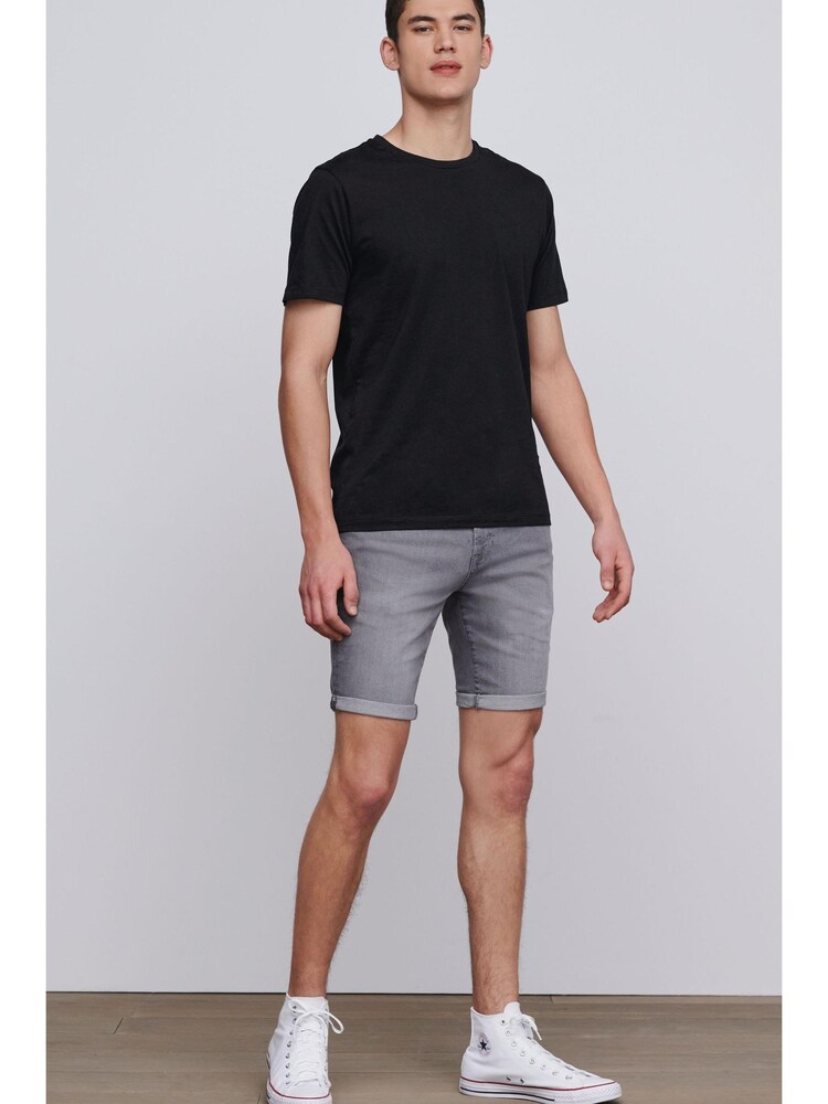 Washed Grey Skinny Fit Denim Shorts - Image 1 of 4