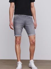 Washed Grey Skinny Fit Denim Shorts - Image 2 of 4