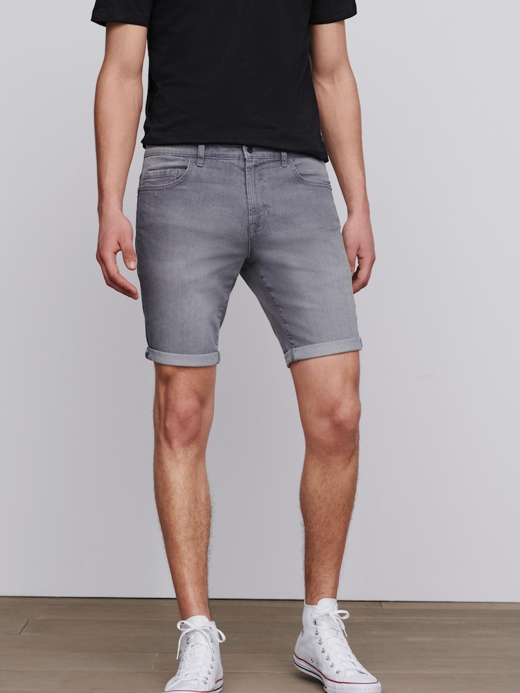 Washed Grey Skinny Fit Denim Shorts - Image 2 of 4