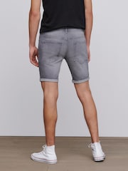 Washed Grey Skinny Fit Denim Shorts - Image 3 of 4