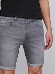 Washed Grey Skinny Fit Denim Shorts - Image 4 of 4