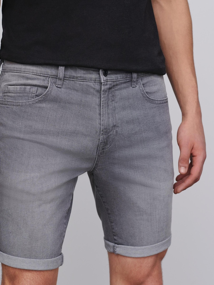 Washed Grey Skinny Fit Denim Shorts - Image 4 of 4