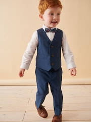 Blue Waistcoat, Shirt, Trousers & Bowtie Set (3mths-9yrs) - Image 1 of 10