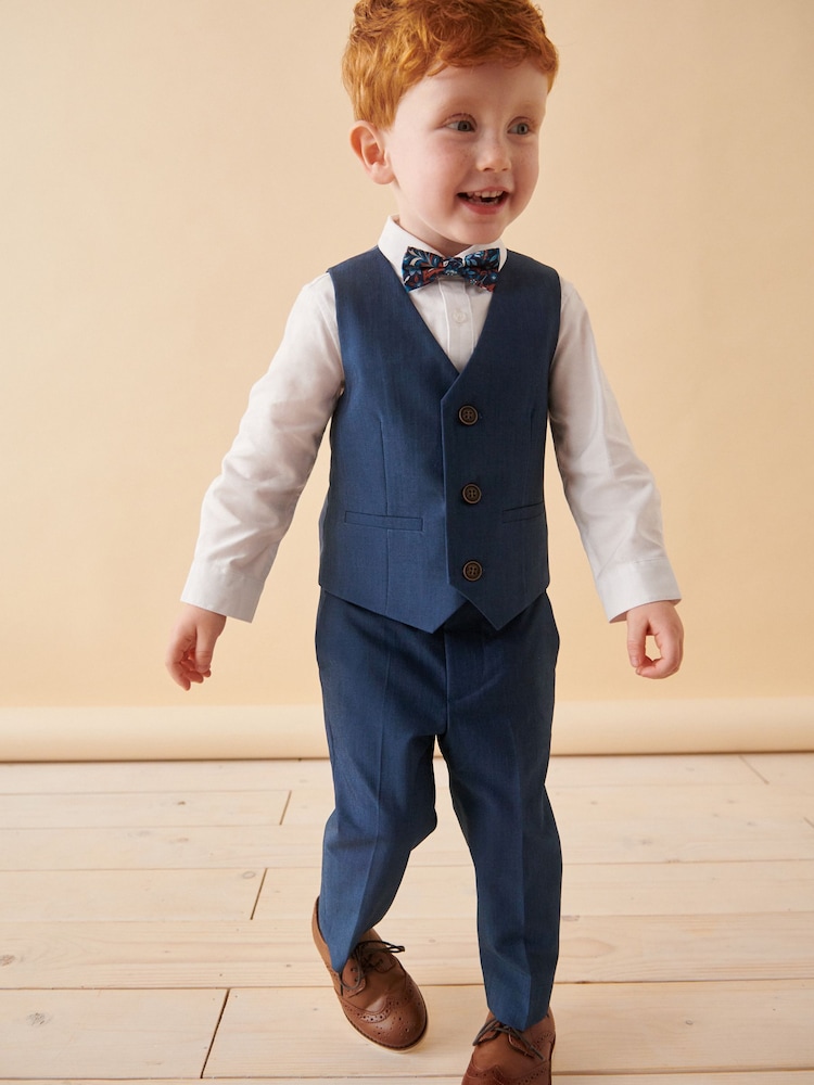 Blue Waistcoat, Shirt, Trousers & Bowtie Set (3mths-9yrs) - Image 1 of 10