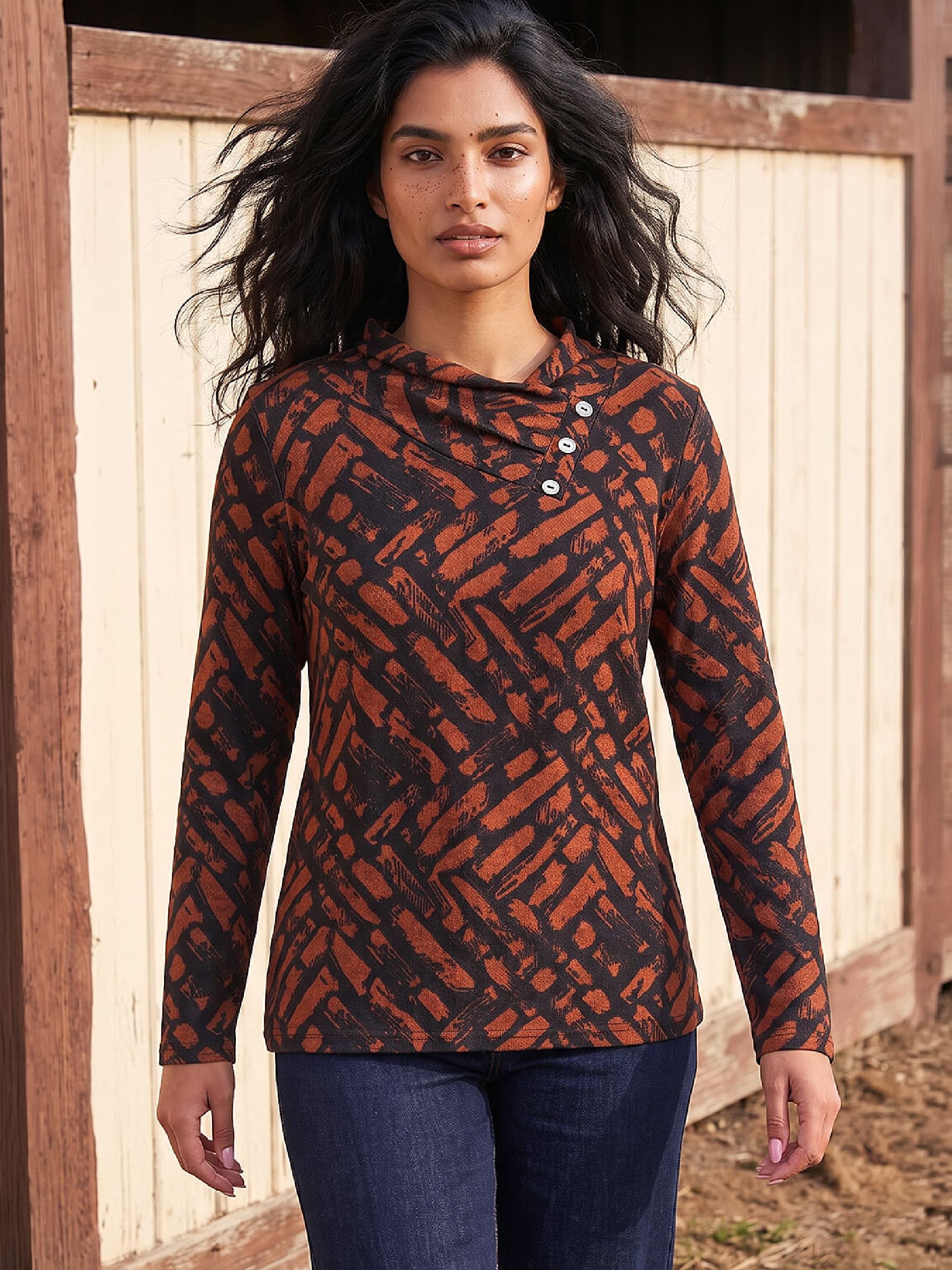 Roman Womens Crossover Front Button Detail Blouse, Red, Size 20, Women - Image 5