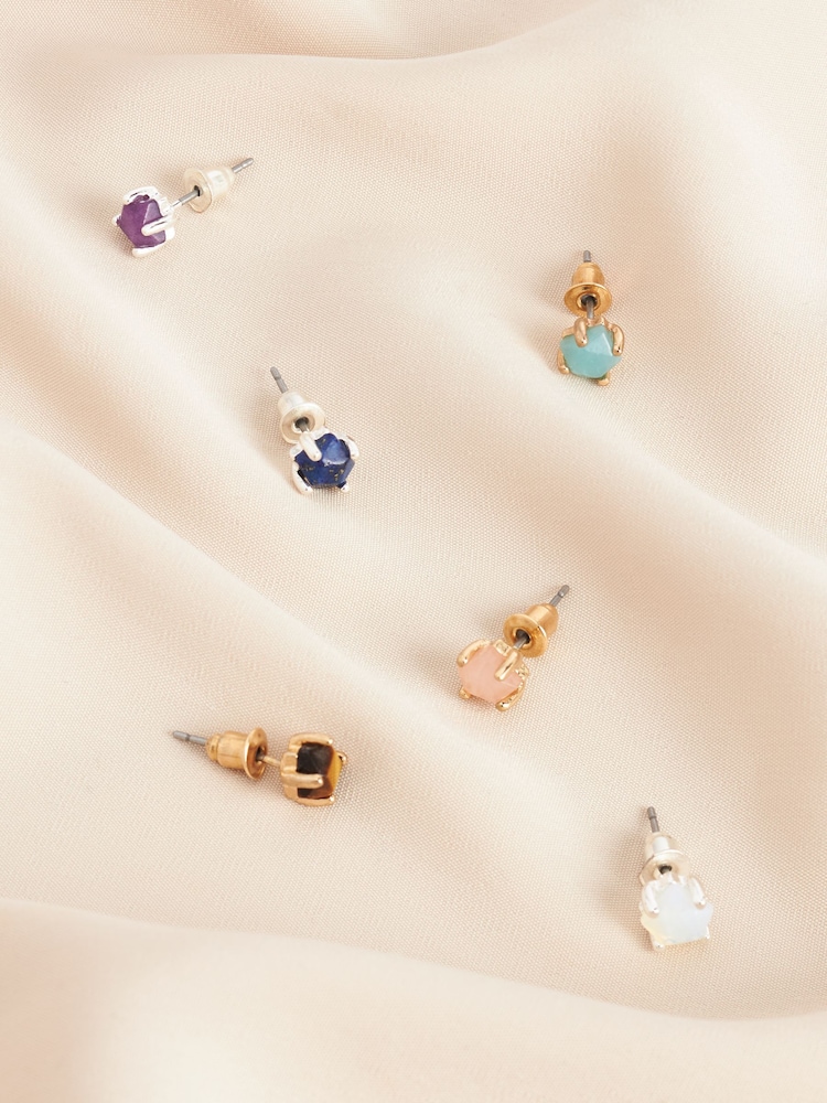 Gold Plated/Silver Plated Semi Precious Stone Stud Earrings - Image 1 of 7