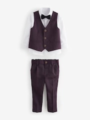 Plum Purple Waistcoat, Shirt, Trousers & Bowtie Set (3mths-9yrs) - Image 1 of 5
