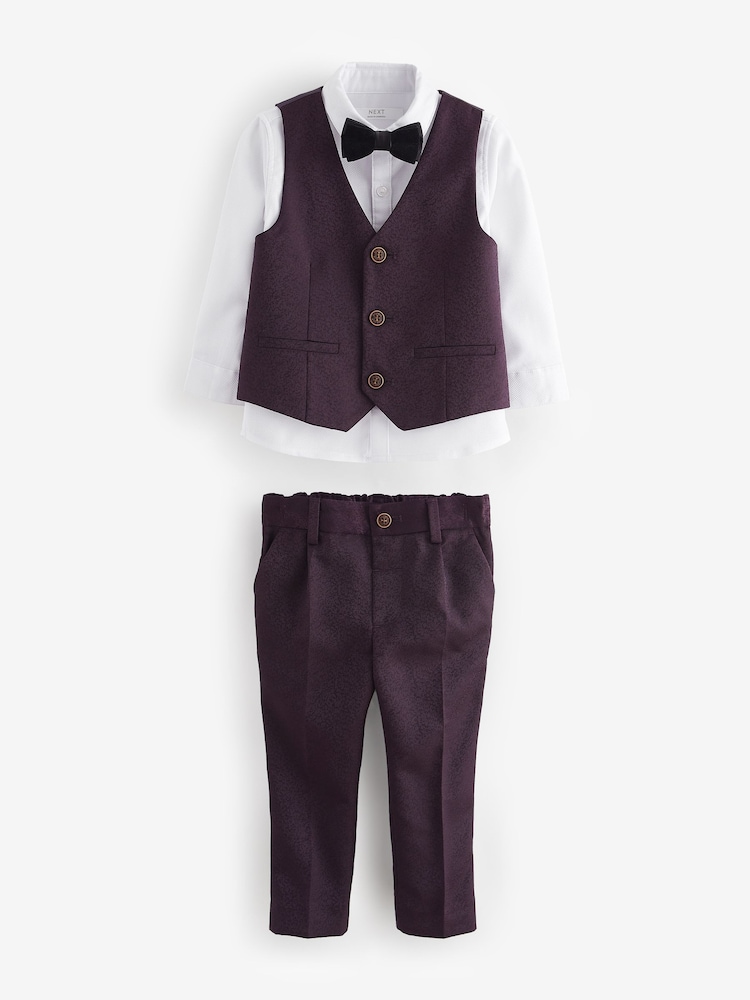 Plum Purple Waistcoat, Shirt, Trousers & Bowtie Set (3mths-9yrs) - Image 1 of 5