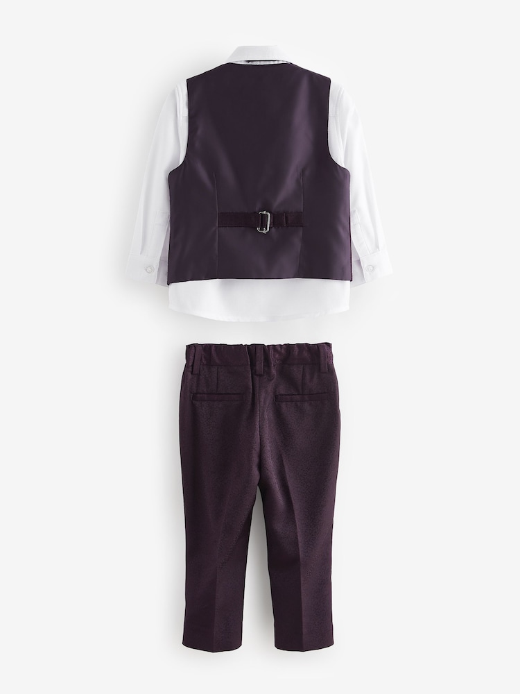 Plum Purple Waistcoat, Shirt, Trousers & Bowtie Set (3mths-9yrs) - Image 2 of 5