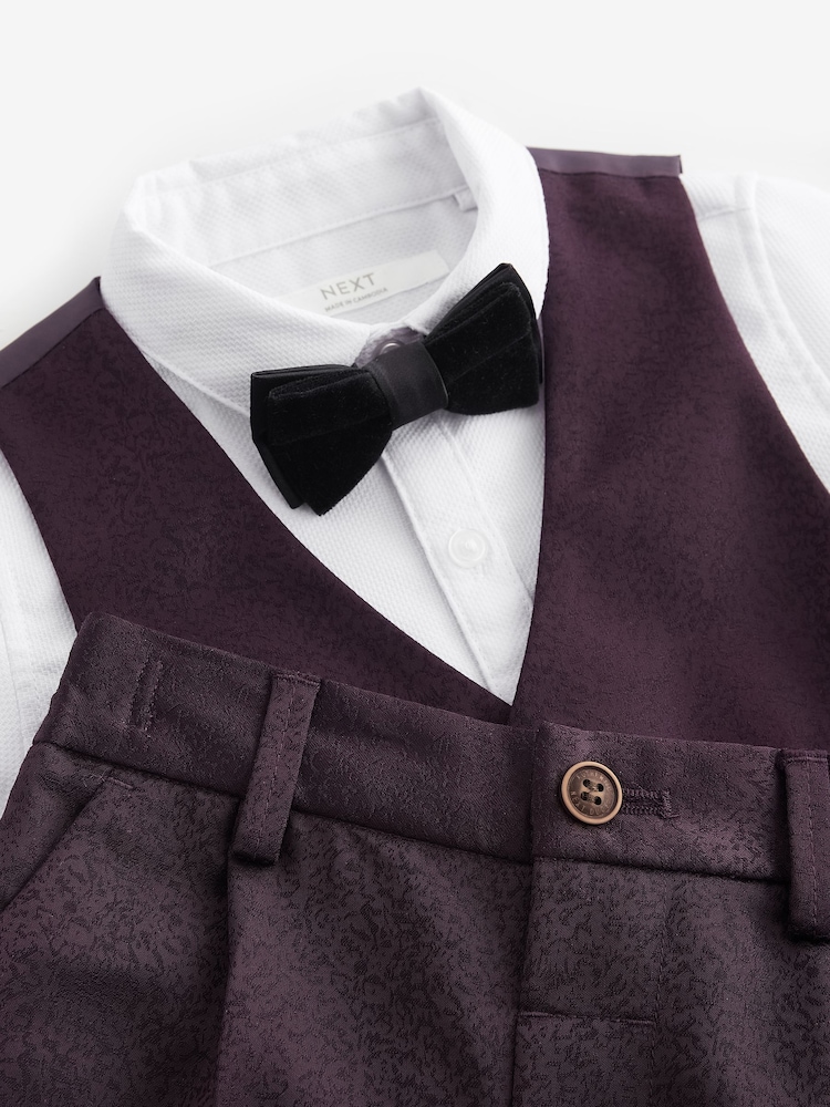 Plum Purple Waistcoat, Shirt, Trousers & Bowtie Set (3mths-9yrs) - Image 5 of 5