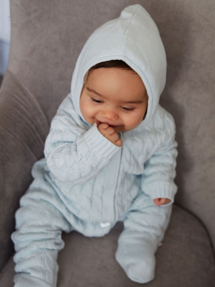 The Little Tailor Baby 100% Cotton Soft Knitted Pramsuit - Image 1 of 5