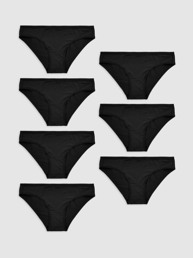 Black Bikini Microfibre Knickers 7 Pack - Image 1 of 5