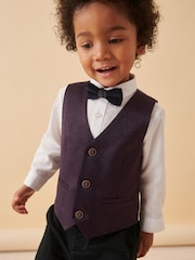 Plum Purple Waistcoat, Shirt & Bowtie Set (3mths-9yrs) - Image 1 of 9