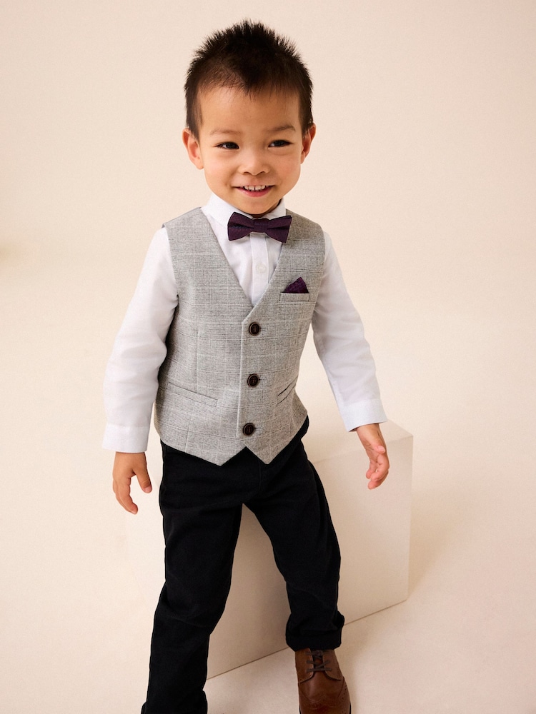 Grey Heritage Waistcoat, Shirt & Bow Tie Set (3mths-9yrs) - Image 2 of 9