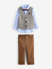 Neutral Check Waistcoat, Shirt, Trousers & Bow Tie Set (3mths-9yrs) - Image 6 of 10