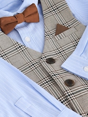 Neutral Check Waistcoat, Shirt, Trousers & Bow Tie Set (3mths-9yrs) - Image 9 of 10