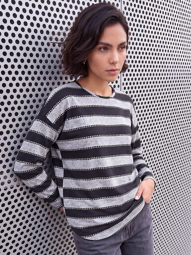 Roman Black Stripe Jersey Top - Image 1 of 4 Roman Black Stripe Jersey Top - Image 1 of 4