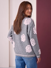 Roman Grey Fluffy Floral Jumper - Image 2 of 4
