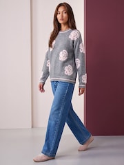 Roman Grey Fluffy Floral Jumper - Image 3 of 4